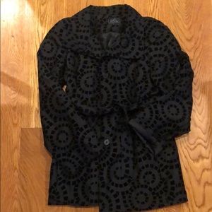 Ubu Black Patterned Trench Coat Large